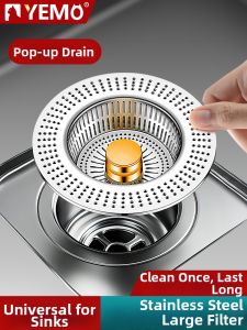 YEMO | Kitchen Sink Strainer Stopper Filter Stainless Steel Pop-Up Core Universal Drain Cover