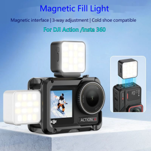 Magnetic Fill Light for DJI Pocket 3/Action 5 Pro Vlog Light Mini LED Action Camera Video Fill Light Camera Accessories