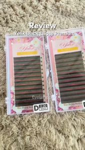 Yelix Black Matte Premium Ellipse Ellips Bulumata Eyelash Extension 16 baris 12 baris