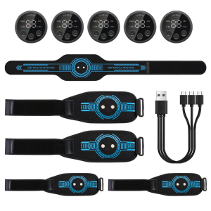 ชุดออกกําลังกายหน้าท้อง EMS สติกเกอร์เข็มขัดนวดหน้าท้องอัจฉริยะสามารถใช้กับสเปรย์น้ําโดยไม่ต้องชาร์จ USB แผ่นเจล