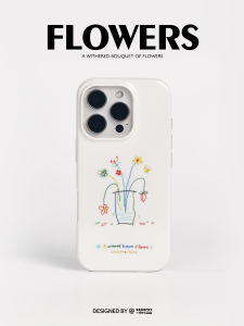 Iosco ลายดอกไม้สลายตัว ดีไซน์เรียบง่าย สีขาว ปกป้องเต็มจอ Apple iPhone 16 15 14 pro Max วัสดุ TPU ป้องกันการตกหล่น