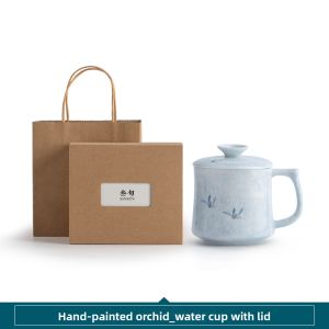 SANXUN | Hand-painted Orchid Ceramic Cup with Lid