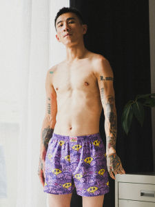 Dark Island Cotton Aro กางเกงสําหรับบุรุษและสตรีกางเกงบ็อกเซอร์เอวกลางการ์ตูนแอนิเมชั่นพิมพ์คู่ชุดชั้นใน Homewear