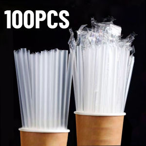 100PCS Transparent Straws Disposable Drinking Straws Milk Tea Coffee Smoothies Other Beverages Holiday Party Gatherings Supplies
