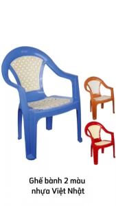 Ghế bành thấp 2 màu nhựa VIỆT NHẬT - Tựa lưng mặt ngồi lưới thoáng khí ghế quán ăn cafe - 1832