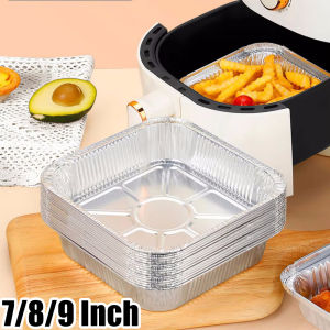 10PCS Oil-Proof Air Fryer Square Baking Paper Disposable Non-Stick Aluminum Foil Paper Box Oven Grill Tray Food Container Kitchen Accessories 7/8/9 Inches