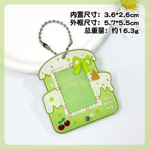 Cute Cake Photo Frame Keychain Card Holder 1 Inch Idol Photo Transparent Acrylic Card Pouch