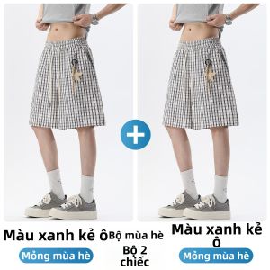 Paul Frank | Quần Shorts Dài Rộng In Caro Nhẹ Mát Phong Cách Thanh Lịch Mùa Hè
