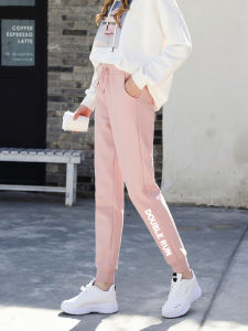 กางเกงกีฬาผู้หญิงหลวมๆ ฤดูใบไม้ผลิและฤดูใบไม้ร่วง 2025 กางเกงขายาวลำลอง ทรงหลวม กางเกงขายาวสไตล์เกาหลี กางเกงขายาวทรงฮาราจูกุ