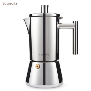Easyworkz Diego Stovetop Espresso Maker Stainless Steel Italian Coffee Machine Maker Induction Moka Pot