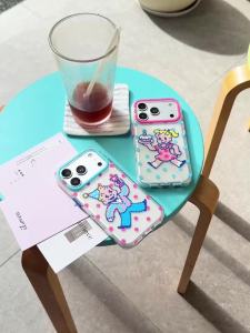 EOENKK | Cute Pixel Cartoon Character Phone Case for iPhone 15 16 17 Pro Max 15 16 17 Pro 16 17 Polka Dot Shockproof Y2K Girls Back Cover