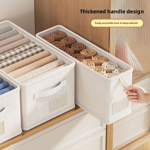 MONLEYTA | Foldable Cotton Linen Clothing Storage Box Home Use Fabric Down Jacket Wardrobe Organizer Extra Large Capacity Storage Bin