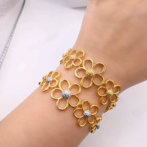 YON HING Rantai Tangan Full Bunga Daisy Kosong (5D) Emas 916