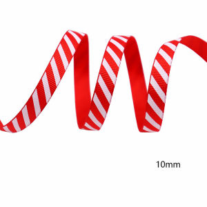 10 Yards Red Astros Ribbon Diagonal Striped Threaded Webbing White Garland Wrapping Wreaths Bows Wedding Gift Box Bag Christmas