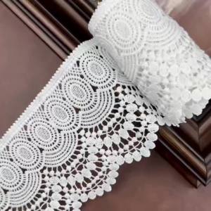 Viền Ren Polyester Viền Răng Cưa Thanh Lịch Dài 3 Thước Rộng 4.13 Inch Thiết Kế Cắt Hình Bán Nguyệt Dùng Cho Phụ Kiện May Mặc Tự Làm