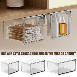 Plastic Drawer Style Storage Box Self Adhesive Large Capacity Makeup Storage Container Transparent Space Saving ﻿