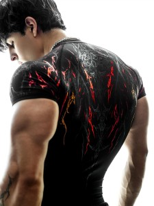 JIANSHENSHIJIAJIANSHEN | Sweat-Wicking Trendy Print Tight Fitness T-Shirt