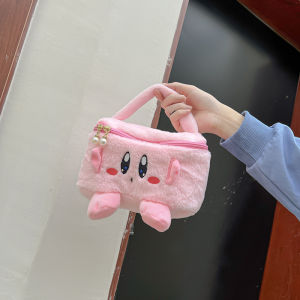 Takara Tomy | Kirby Large Capacity Plush Makeup Bag Large Capacity Cute Pink Portable Storage Cosmetic Bag Handbag Creative Birthday Gifts
