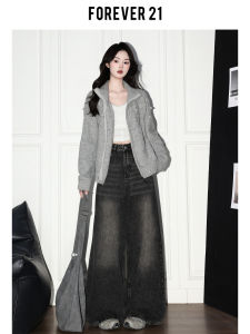 High Waist Wide Leg Jeans Womens Loose Slimming Drapey Straight Leg Pants Forever 21 New High Street Black Grey