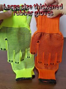 Găng Tay Lao Động Cỡ Lớn Dày Dặn Chất Liệu Nylon Tráng Latex Chống Trơn Trượt Chịu Mài Mòn Màu Xanh Lá Và Cam Dùng Cho Thể Thao