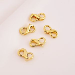 14K Gold Double Open Spring Clasp Lobster Clasp DIY Pearl Necklace Ending Connection Head  out Alloy/Gold Plated/Silver