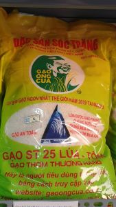 Gạo ST25 Lúa Tôm Túi 5Kg - Gạo Ông Cua - Đặc Sản Sóc Trăng Cơm mềm dẻo vị ngọt thơm