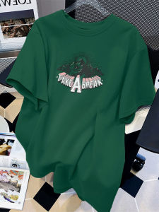 เสื้อยืดแขนสั้นผ้าฝ้ายแท้สำหรับผู้หญิง ทรงหลวม สไตล์ย้อนยุค สวมใส่สบาย สำหรับฤดูร้อน ปี 2024 เสื้อตัวบนคอตั้ง