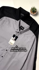 Kemeja Polos Pria Lengan Panjang Catton Sigaret Slim Fit