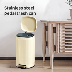 Stainless Foot Pedal Trash Bin Waste Can with Plastic Bucket Inside
