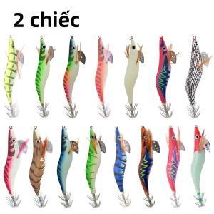 2 Mồi Câu Gỗ Cao Cấp Hình Mực Giả Thiết Kế Tôm Mực Sống Động Mồi Cứng Phát Sáng Dùng Cho Nước Mặn Và Nước Ngọt