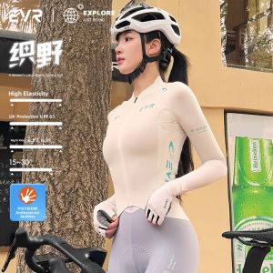evr | EVR Womens Long Sleeve Cycling Clothing Quick Dry Breathable Sun Protection Road Bicycle Top Reflective Cycling Equipment