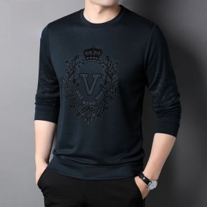 ROMON | Loose Fit Round Neck Long Sleeve Print Sweatshirt Romon Mens T-shirt Casual Basic Style Urban Fashion Autumn Season Youth Top