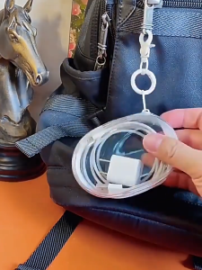 USB Cable Storage Bag with Hook Data Cable Storage Box Transparent Cable Protective Cover Storage