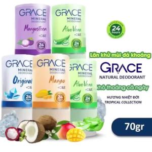 Lăn Khử Mùi Đá Khoáng Grace Grace Natural Crystal Deodorant 70G 70G Hương Đá Khoáng Măng Cụt Dừa Nghệ Nha Đam