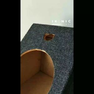 IKONIC Box Speaker Subwoofer Pasif 10 Inch Karpet Hitam & Box Speaker Kayu Segi/Miring Dengan Lobang Tweeter Kualitas Terbaik