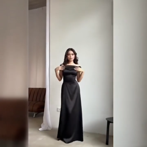 Dress Party Satin Sabrina Maxi Gaun Bridesmaid Mewah Natal Dress SB001