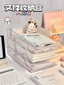 Transparent A4 Paper Document Organizer Box Simple Ins Style Office Desk File Storage Rack Plastic Injection Molding Desktop Storage Bin