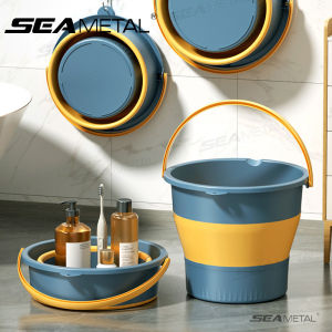 SEAMETAL 5/10L Portable Folding Bucket Multifunctional Thickened Silicone Bucket Basin Dual-use for Washing Cleaning