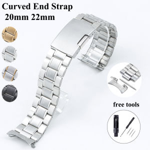 20mm 22mm Steel Watch Strap Curved End Watch Band Strap Stainless Watch Metal Strap Replacement for Rolex Men Watch Bracelet
