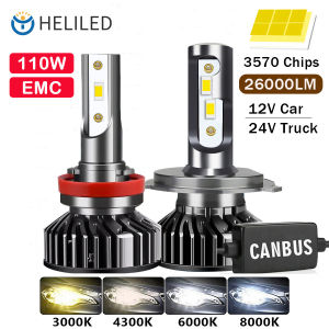 LED Headlight H7 110W 6000K 9005 HB3 HB4 9006 H1 H3 H8 H9 H11 880 881 H27 Bulb Canbus EMC LED H4 LED Car Headlight for 24V Truck