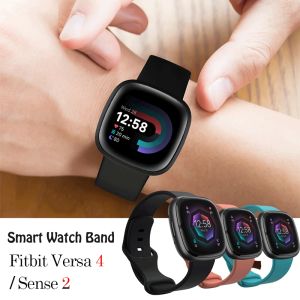 สายสร้อยข้อมือสำหรับ Fitbit Versa 4 ของแท้ ซิลิโคน สายนาฬิกา Fitbit Sense 2 นาฬิกาอุปกรณ์เสริมเสริม Fitbit Versa4 Sense2 Smart Watch
