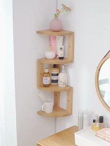 ชั้นวางของมุมสามเหลี่ยม ไม้สนแท้ เข้ามุมสไตล์นอร์ดิก มุมลับในบ้านด้วยชั้นวางสวย