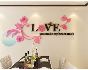 3D love flora acrylic sticker wallpaper drecor
