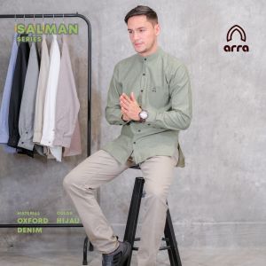 Baju Koko Simple Laki Laki Kurta Pakistan Formal Casual Lengan Panjang Koko Salman Grey
