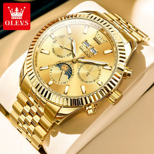 OLEVS นาฬิกาอัตโนมัติสำหรับผู้ชาย กันน้ำหรูหราบูรูหรั้ว ชั้นนำเครื่องสแตนเลสปฏิทินคู่สแตนเลสที่ส่วนใส สว่างนาฬิกาหน้าปัดมัลติ ฟังก์ชั่นสำหรับบูรูหรั้ว