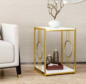 RJP FURNITURE Meja Sudut Ruang Tamu Minimalis Estetik Industrial-Murah Meja Besi Sudut Ruang Tamu Aesthetic Mewah- Mouna Table