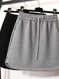 plus Size High Waist Sporty Mini Skirt with Pockets A-Line Half Body Coverage Anti-Light Walking Skirts for Women