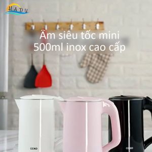 Ấm Đun Siêu Tốc Mini CCKO 0.5L Lõi Inox 304 Sử Dụng Bộ Điều Khiển Nhiệt Strix Anh Quốc Thân 3 Lớp Cách Nhiệt Chống Bỏng Sôi Nhanh 4 Phút Đạt Chất Lượng LFGB Đức