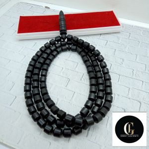 Kalung tasbih kayu kelor hitam motif Marjan A80