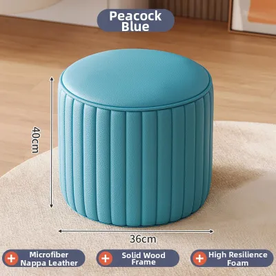Modern Minimalist Fabric Low Stool Small Bench Home Living Room Sofa Entrance Shoe Changing Bench Solid Wood round Childrens Stool